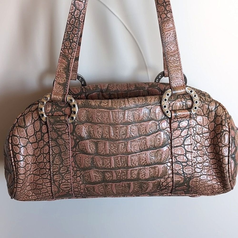 Donald J Pliner Dusty Pink Embossed Croc COUTURE Handbag.. Limited And Rare!